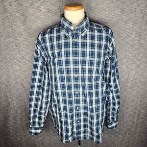 Brooks Brothers 1818 Blue Green Plaid 100% Cotton Button-Down Shirt XXL